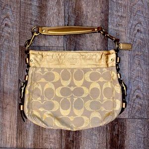 Coach Vintage Zoe Gold Metallic hobo tote bag